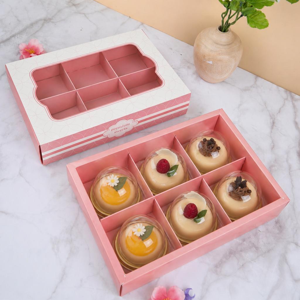 กล่องขนม 6 ช่อง ลาย Pink Elegant 17x24.3x5 ซม.