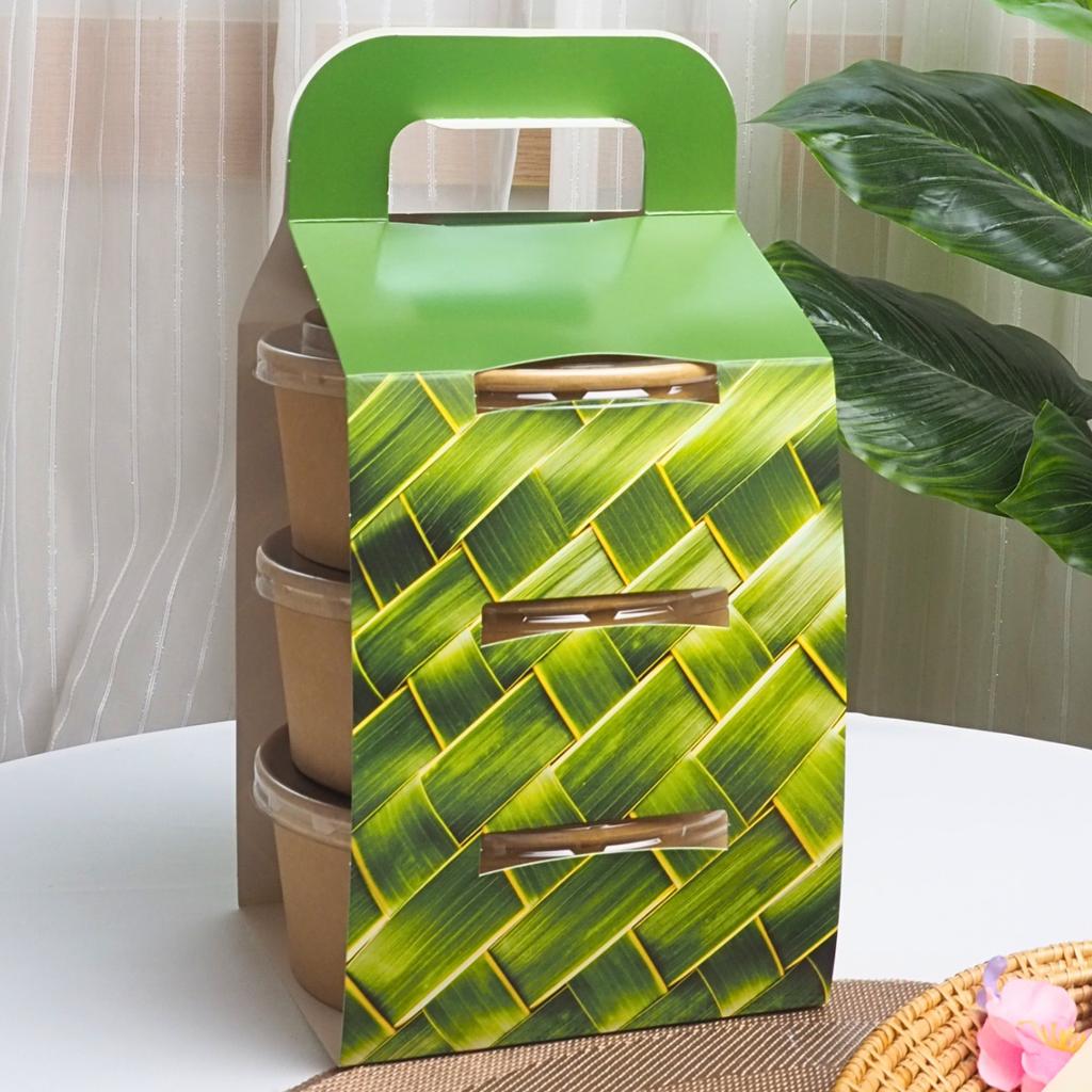 สายคาดปิ่นโต 3 ชั้น (ขนาด 750 ml) ลาย จักสาน 14 x 13 x 22 ซม.