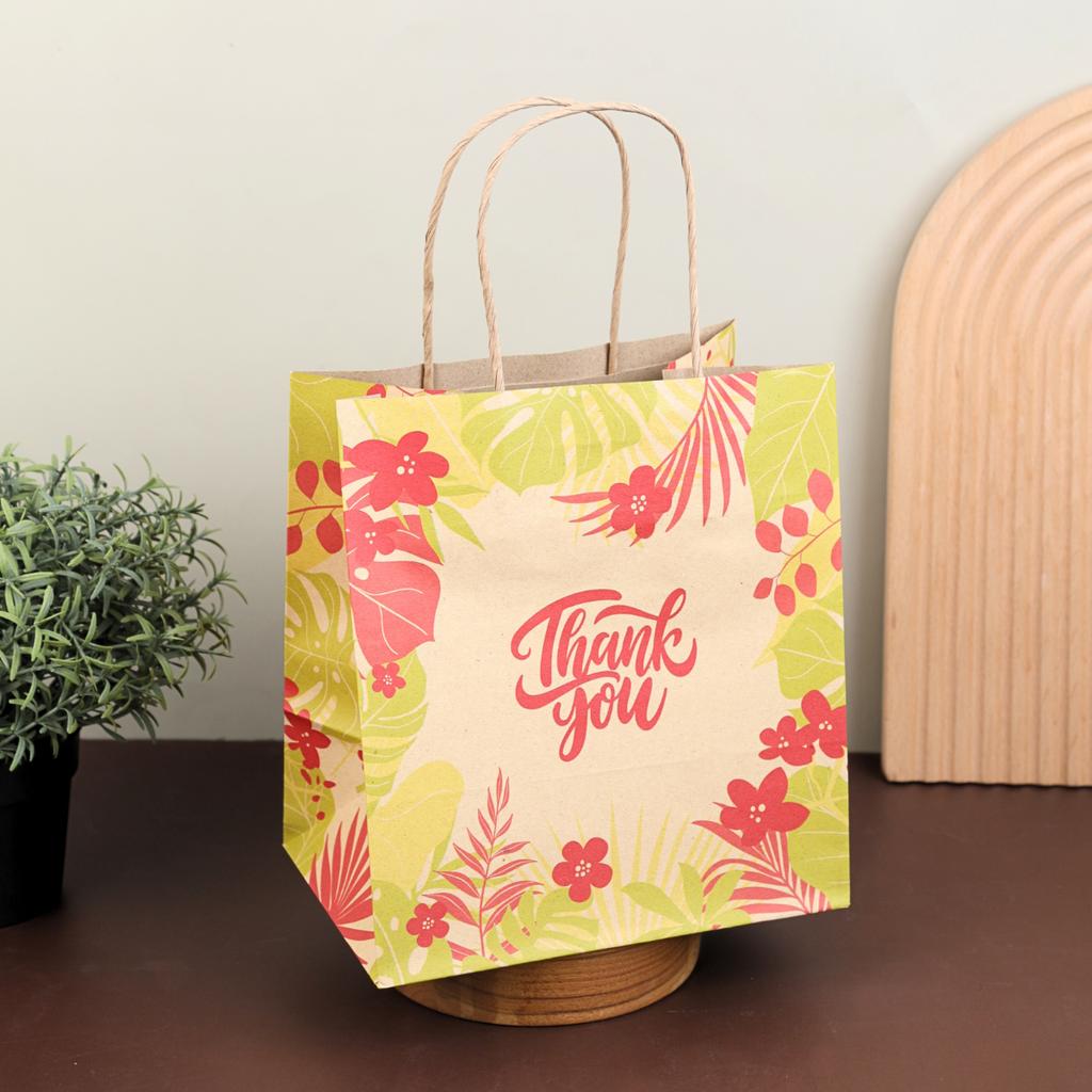 ถุงกระดาษหูเกลียว ลาย TropicalLight 19x13x21 ซม.