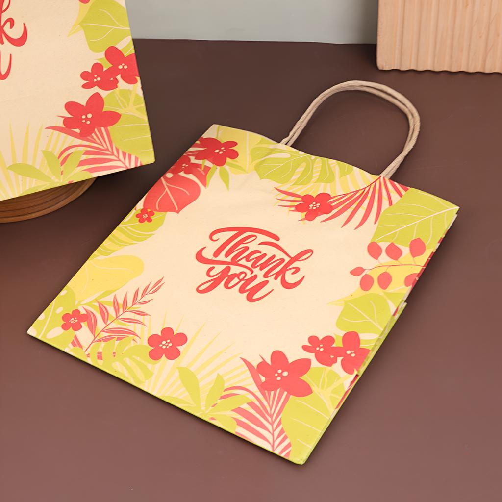 ถุงกระดาษหูเกลียว ลาย TropicalLight 19x13x21 ซม.