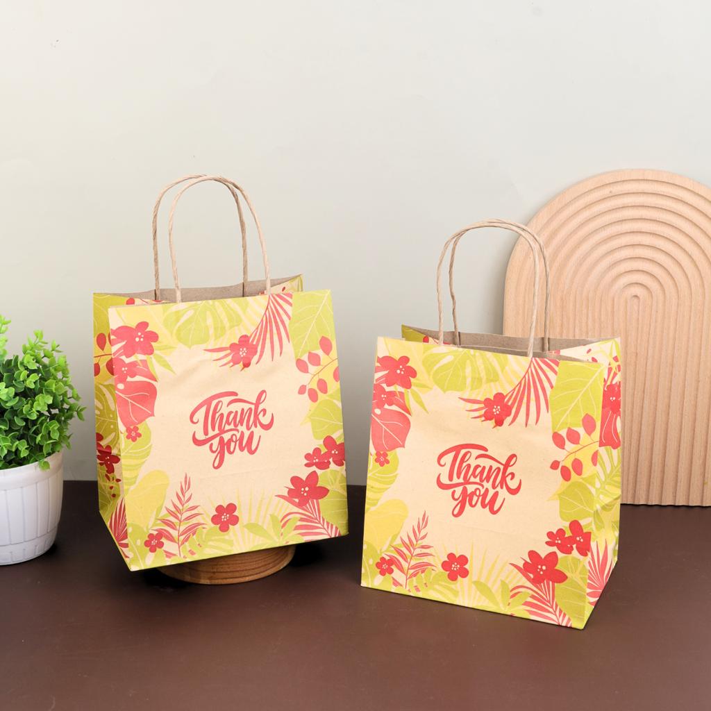ถุงกระดาษหูเกลียว ลาย TropicalLight 19x13x21 ซม.