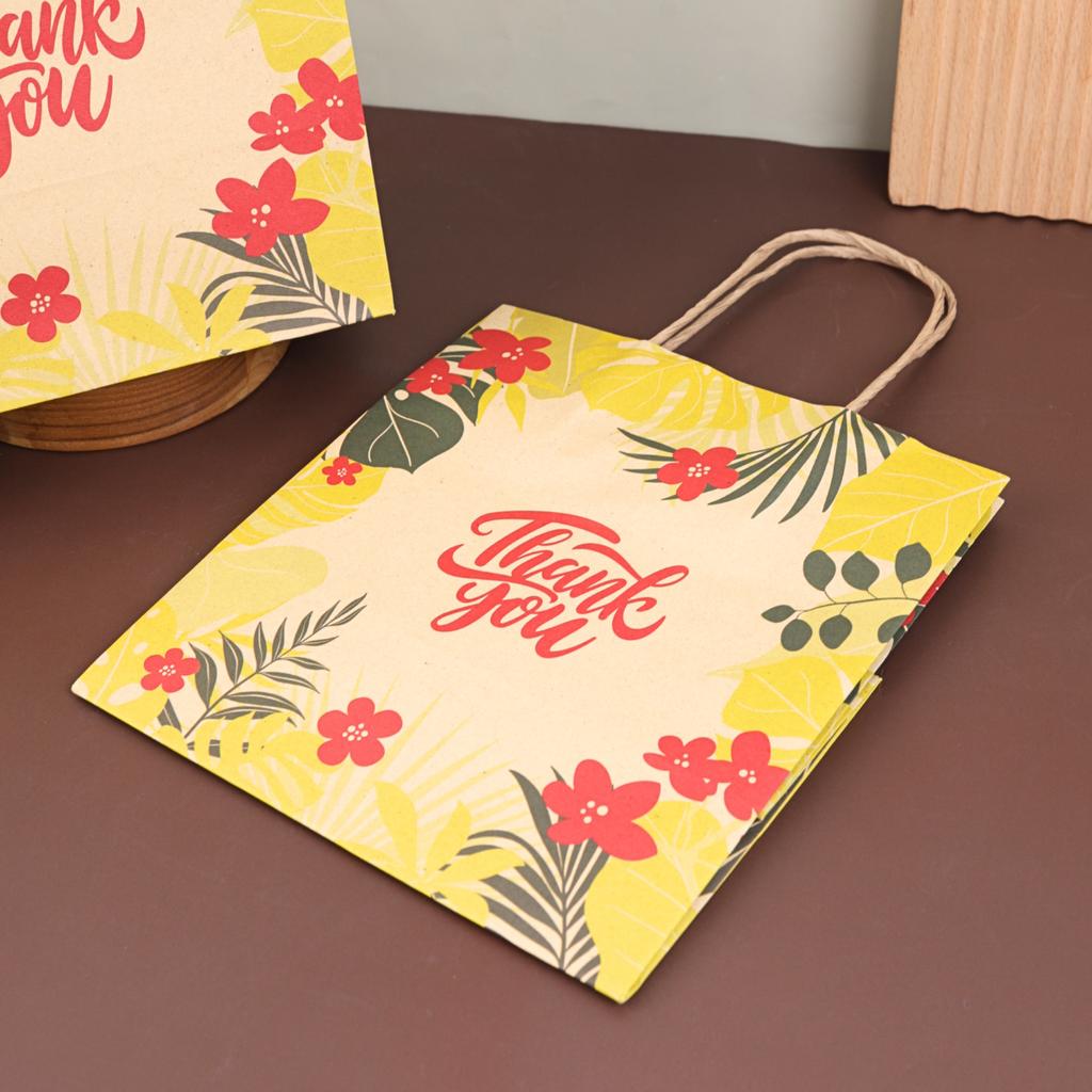 ถุงกระดาษหูเกลียว ลาย TropicalSunny 19x13x21 ซม.