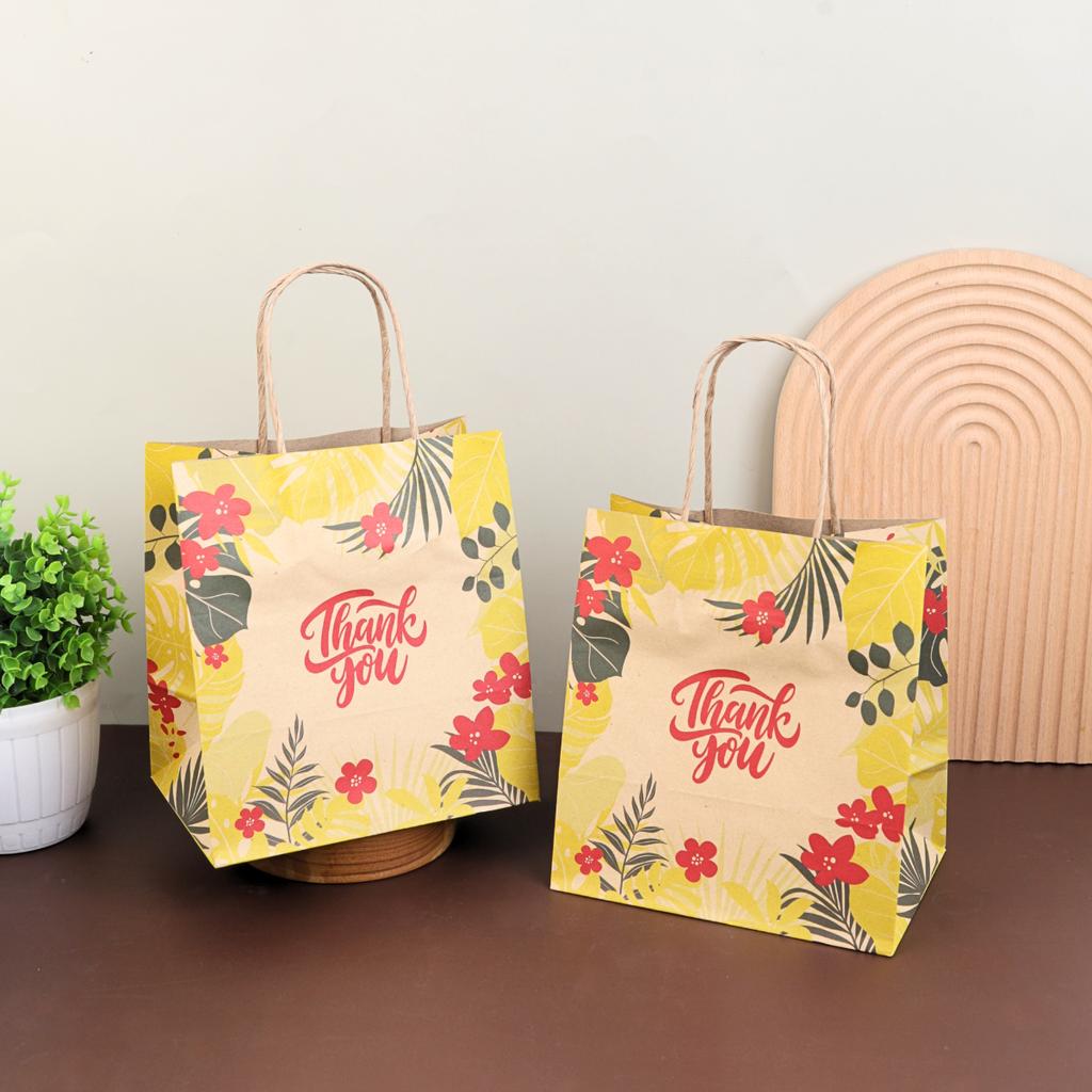 ถุงกระดาษหูเกลียว ลาย TropicalSunny 19x13x21 ซม.
