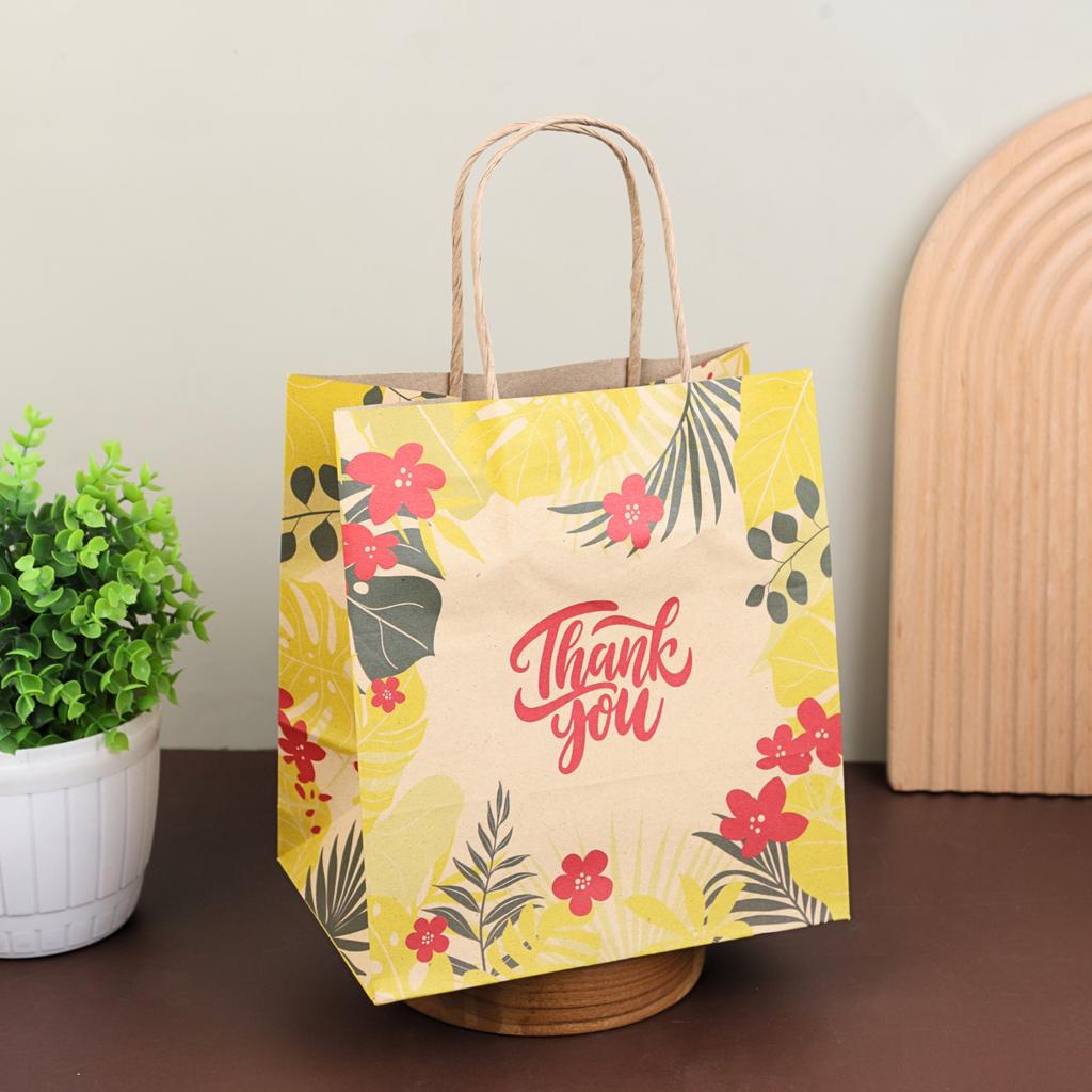 ถุงกระดาษหูเกลียว ลาย TropicalSunny 19x13x21 ซม.