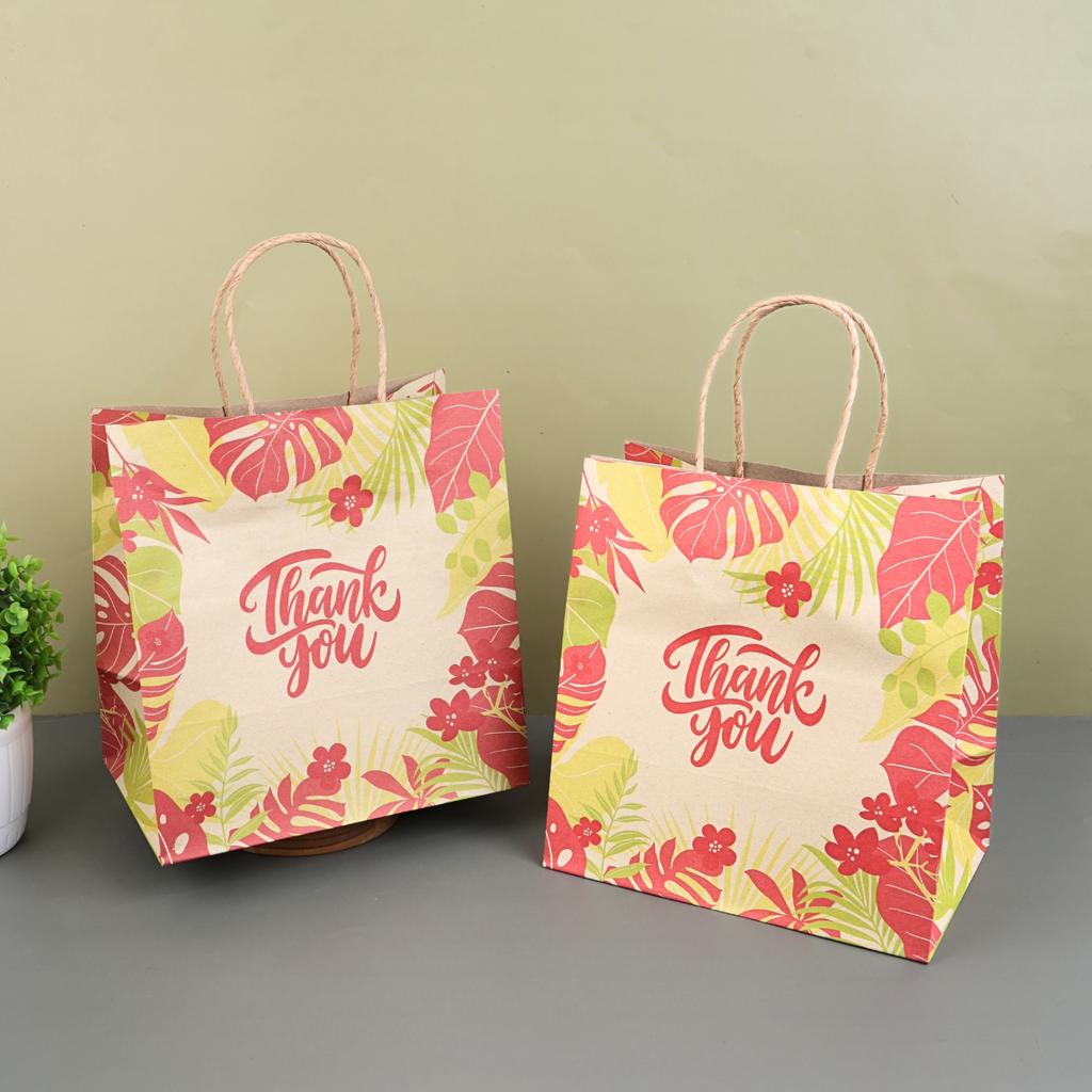 ถุงกระดาษหูเกลียว ลาย TropicalLight 23x15x23 ซม.