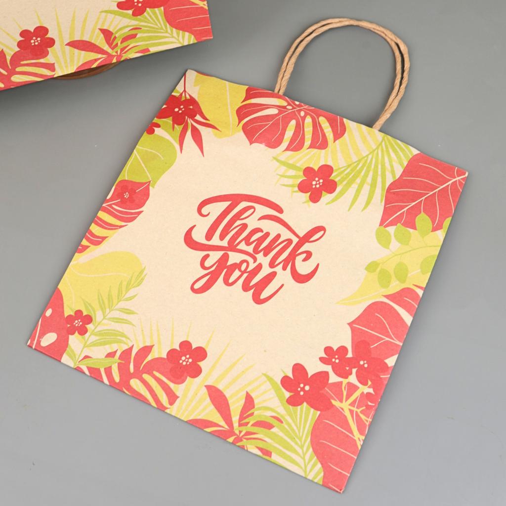 ถุงกระดาษหูเกลียว ลาย TropicalLight 23x15x23 ซม.