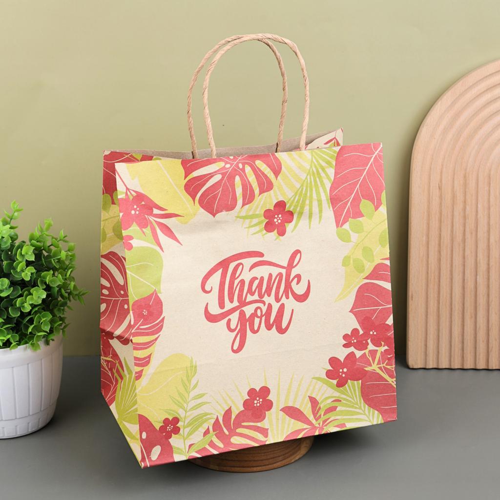 ถุงกระดาษหูเกลียว ลาย TropicalLight 23x15x23 ซม.