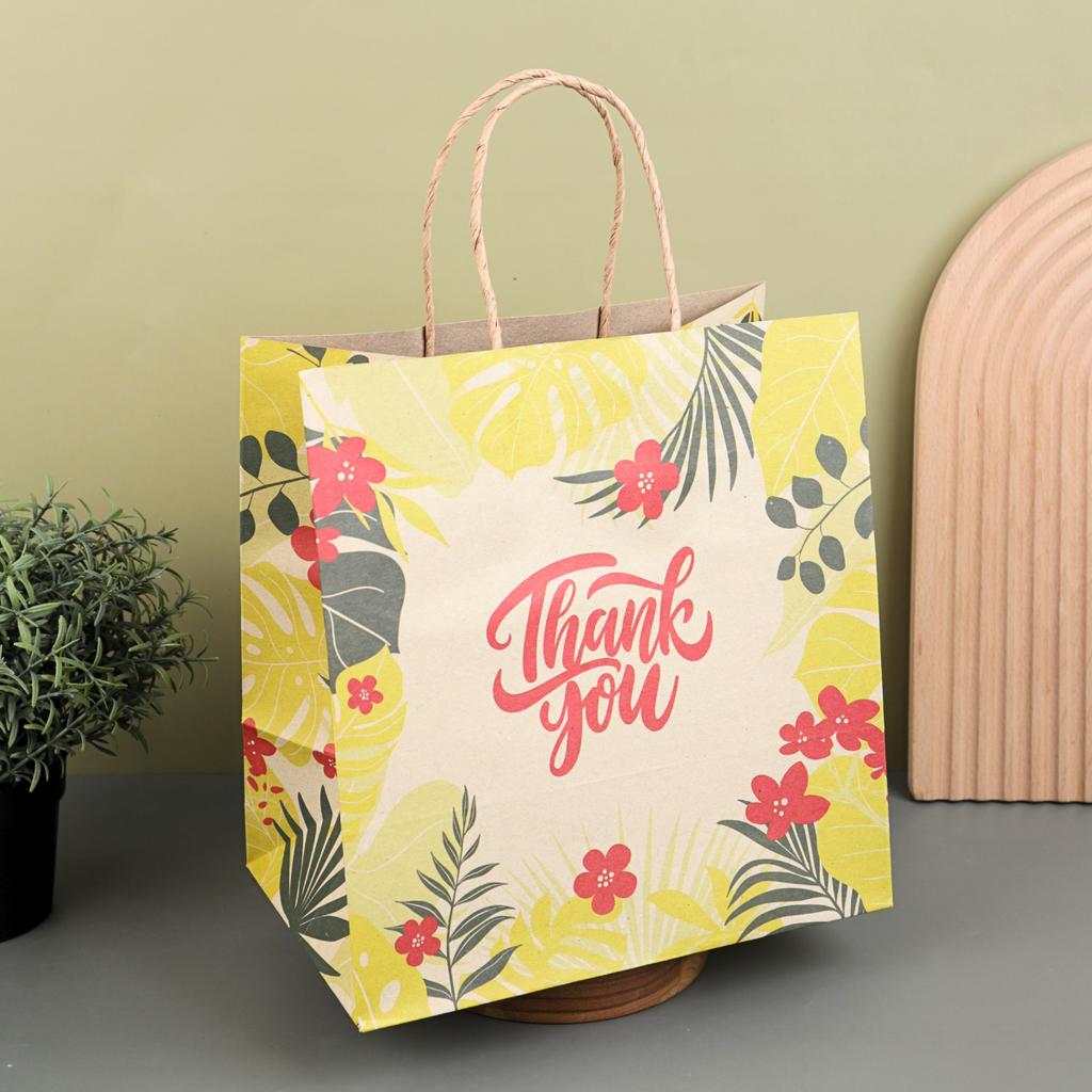 ถุงกระดาษหูเกลียว ลาย TropicalSunny 23x15x23 ซม.