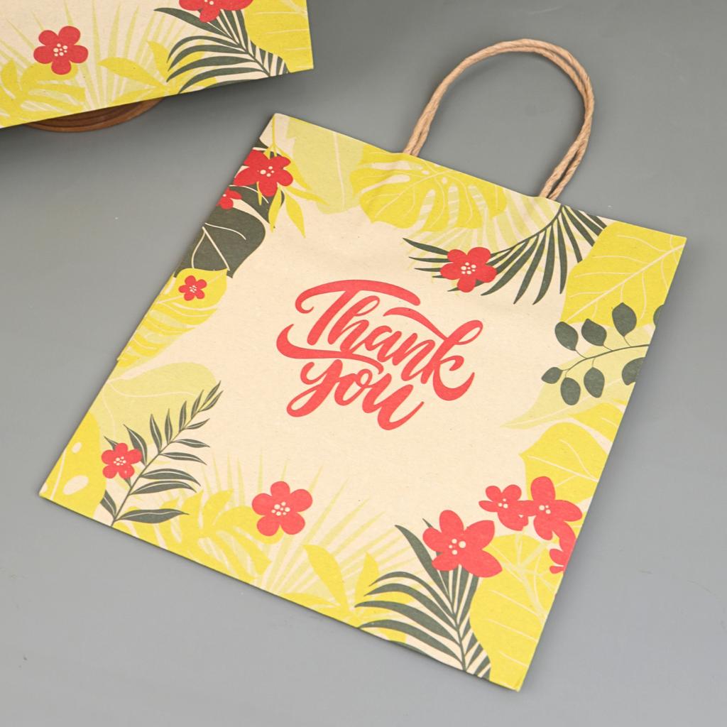 ถุงกระดาษหูเกลียว ลาย TropicalSunny 23x15x23 ซม.