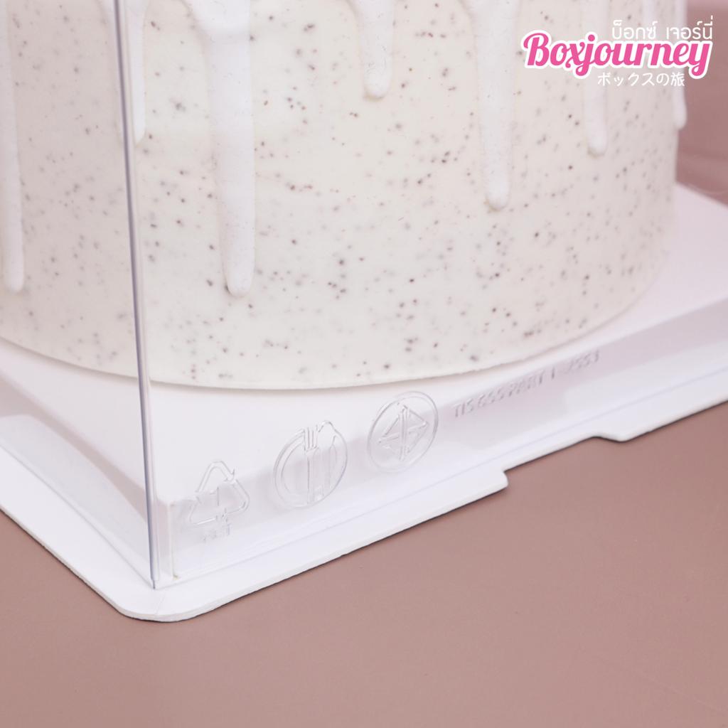 กล่องเค้กพลาสติก ครึ่งปอนด์ ฝาใส ขนาด 15.5x15.5x22 ซม.