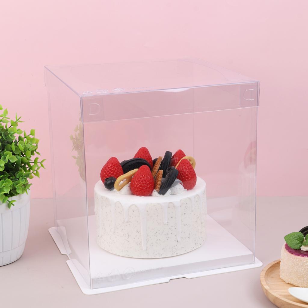 กล่องเค้กพลาสติก 1 ปอนด์ ฝาใส ขนาด 21.5x21.5x23.5 ซม.