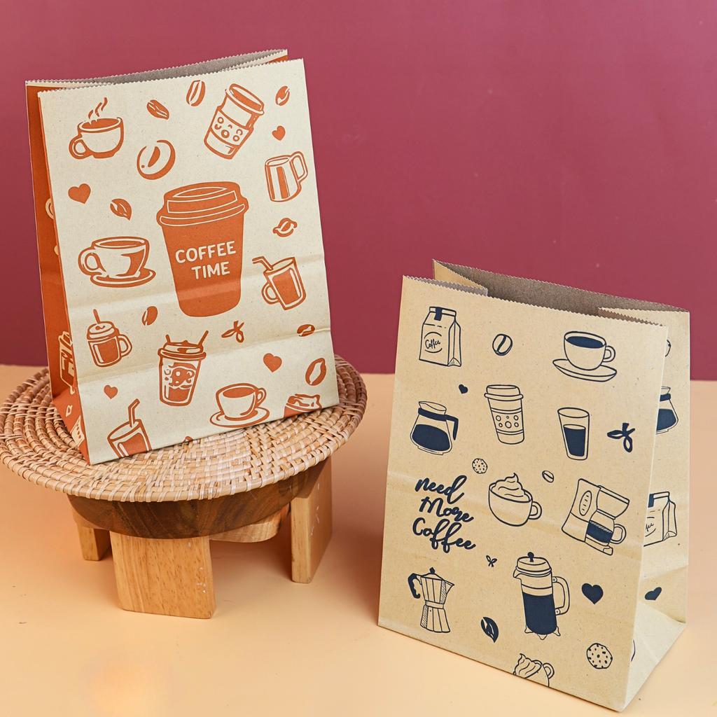 ถุงกาแฟ ลาย cup of craft  13x8x18 ซม.