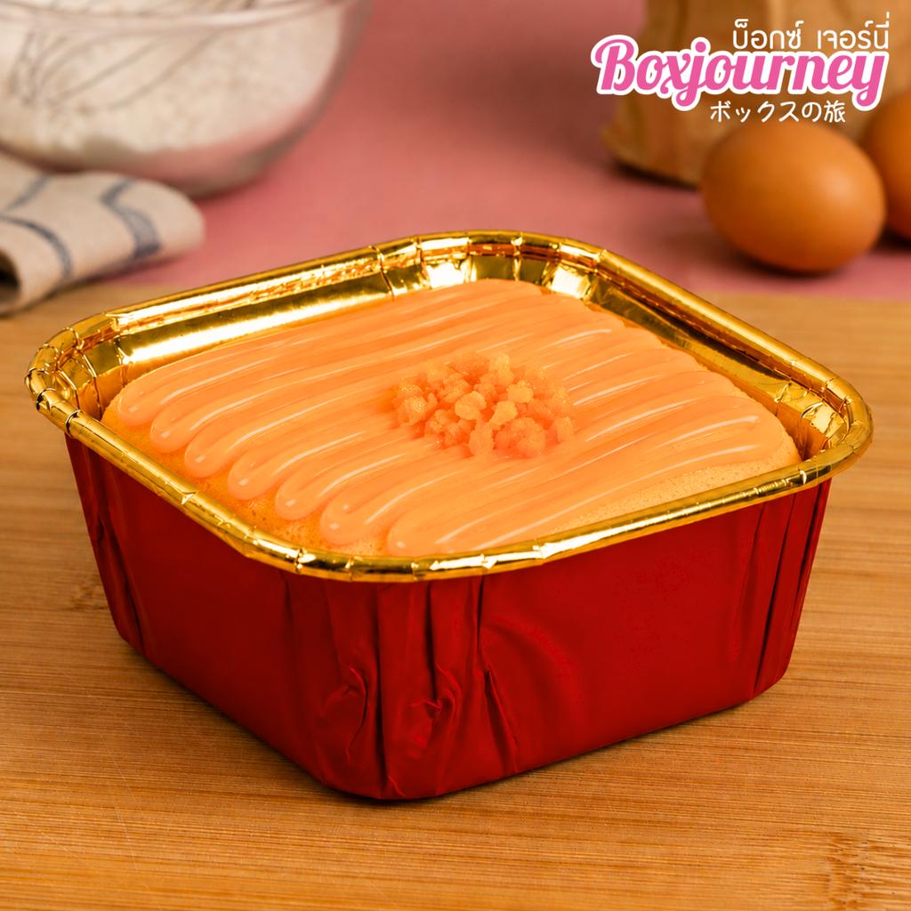 ถ้วยฟอยล์อบขนมทรงสี่เหลี่ยม สีแดง
