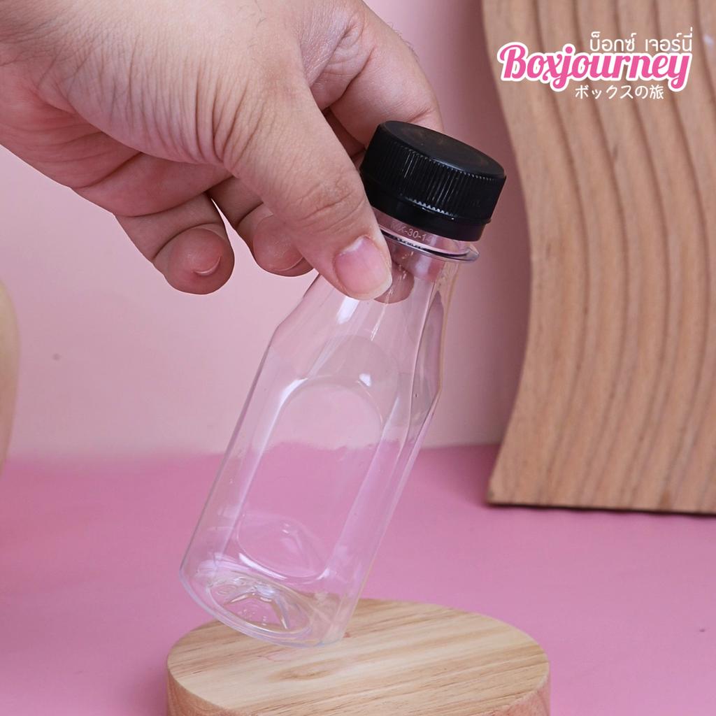 ขวดพลาสติกPET 120 cc. ทรงเหลี่ยมมน ปาก 30 มม.ฝาดำ