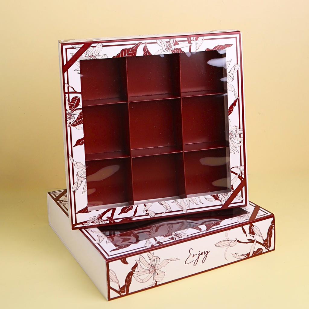 กล่องขนม 9 ช่อง ลาย Amber Floral 24.3x24.3x5 ซม.