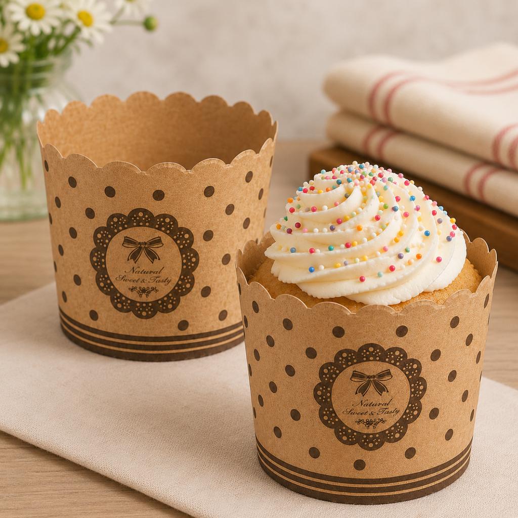 5 cm Kraft Muffin Cup - Bow Pattern