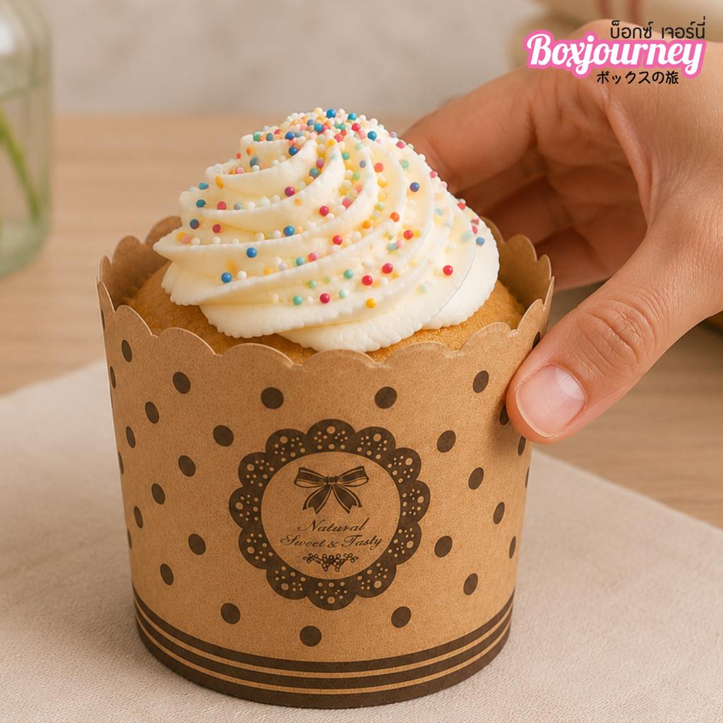 5 cm Kraft Muffin Cup - Bow Pattern