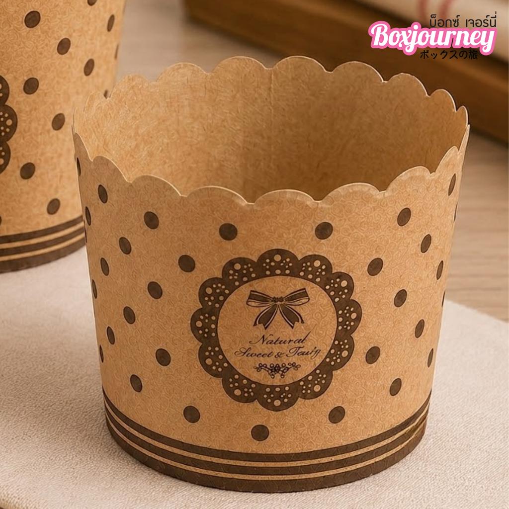5 cm Kraft Muffin Cup - Bow Pattern