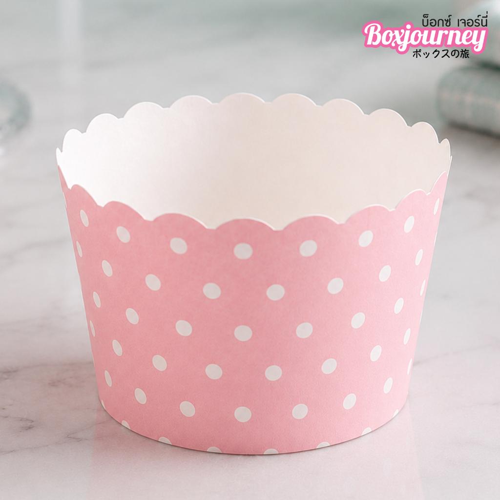 5 cm Muffin Cup - Pink Polka Dot Pattern