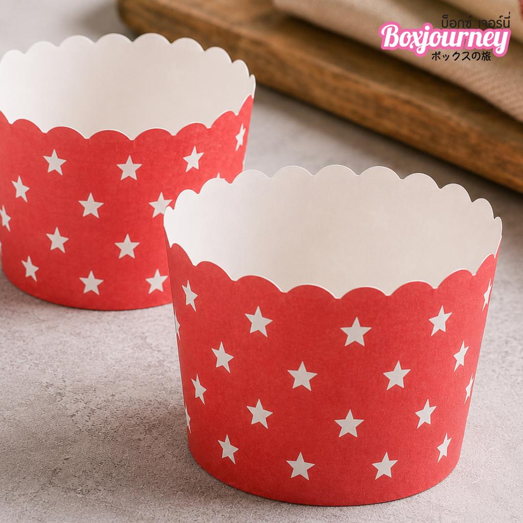 5 cm Muffin Cup - Red Star Pattern