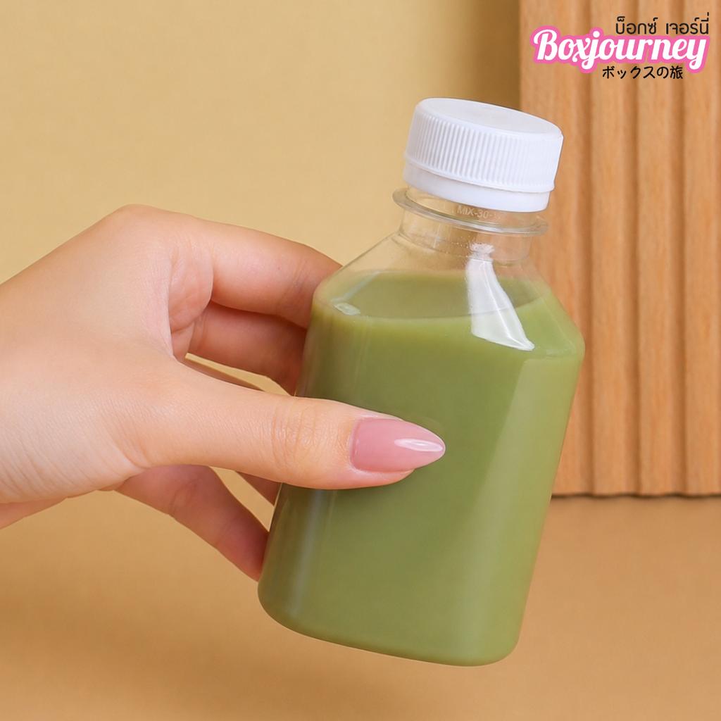 PET Bottle 150cc. Smooth Flat/Slab Shape Mouth 30 (White Cap)
