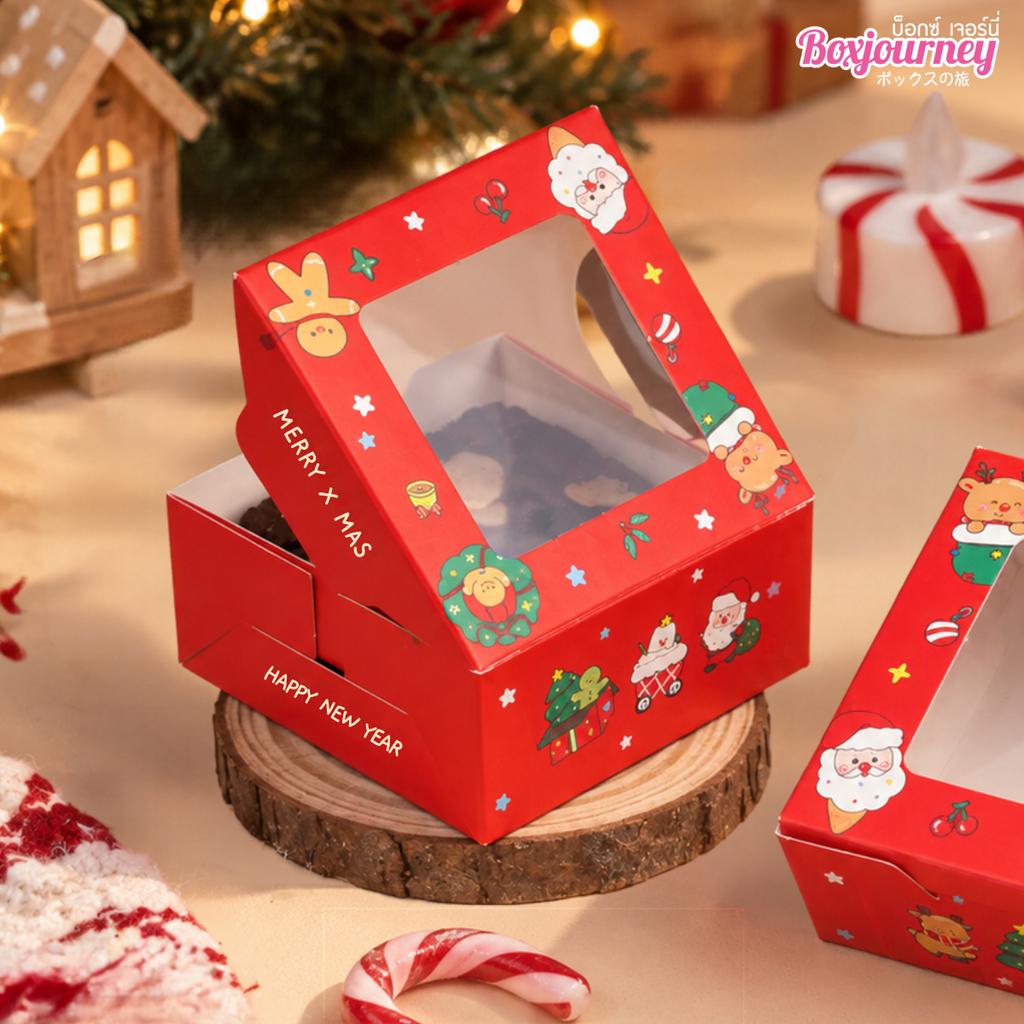 กล่องบราวนี่ ลาย Snow town 6.5x6.5x3 ซม.