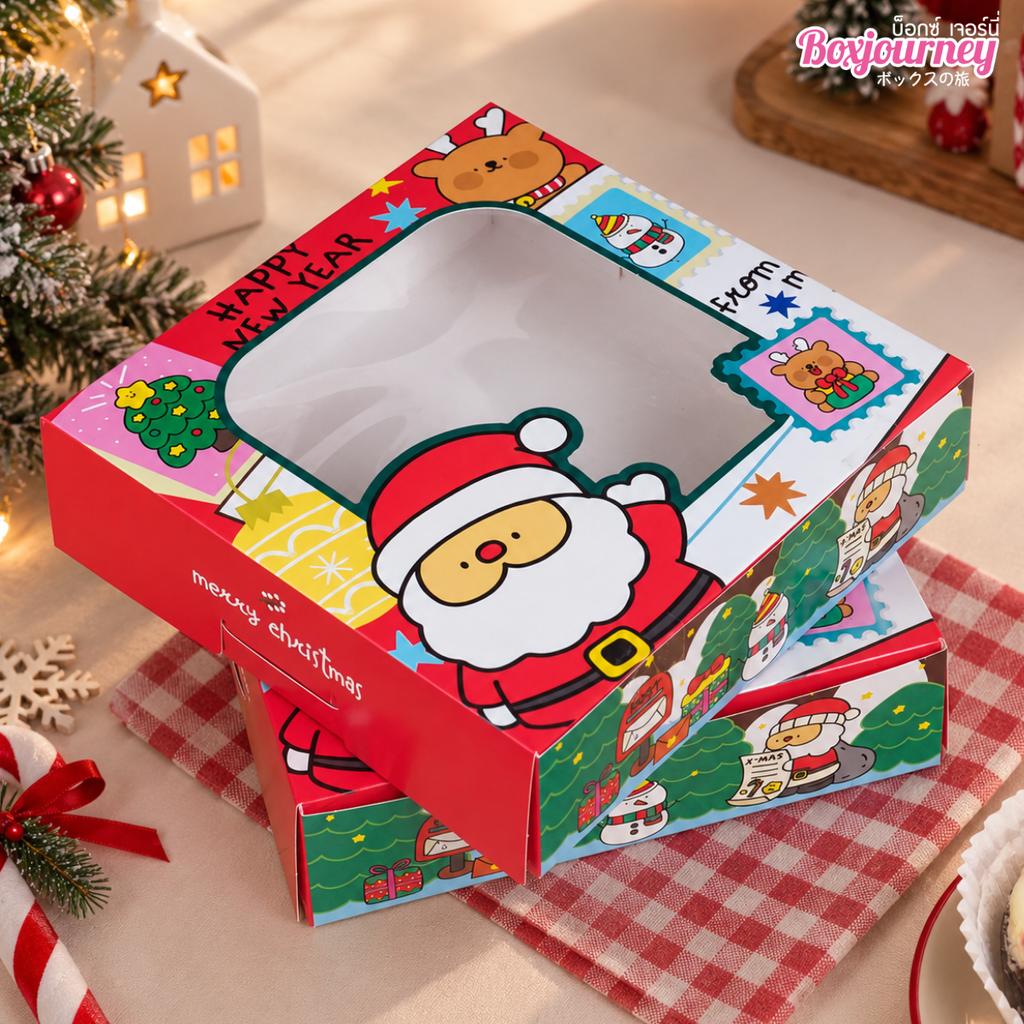 กล่องบราวนี่ ลาย Dear Santa  15x15x4 ซม.