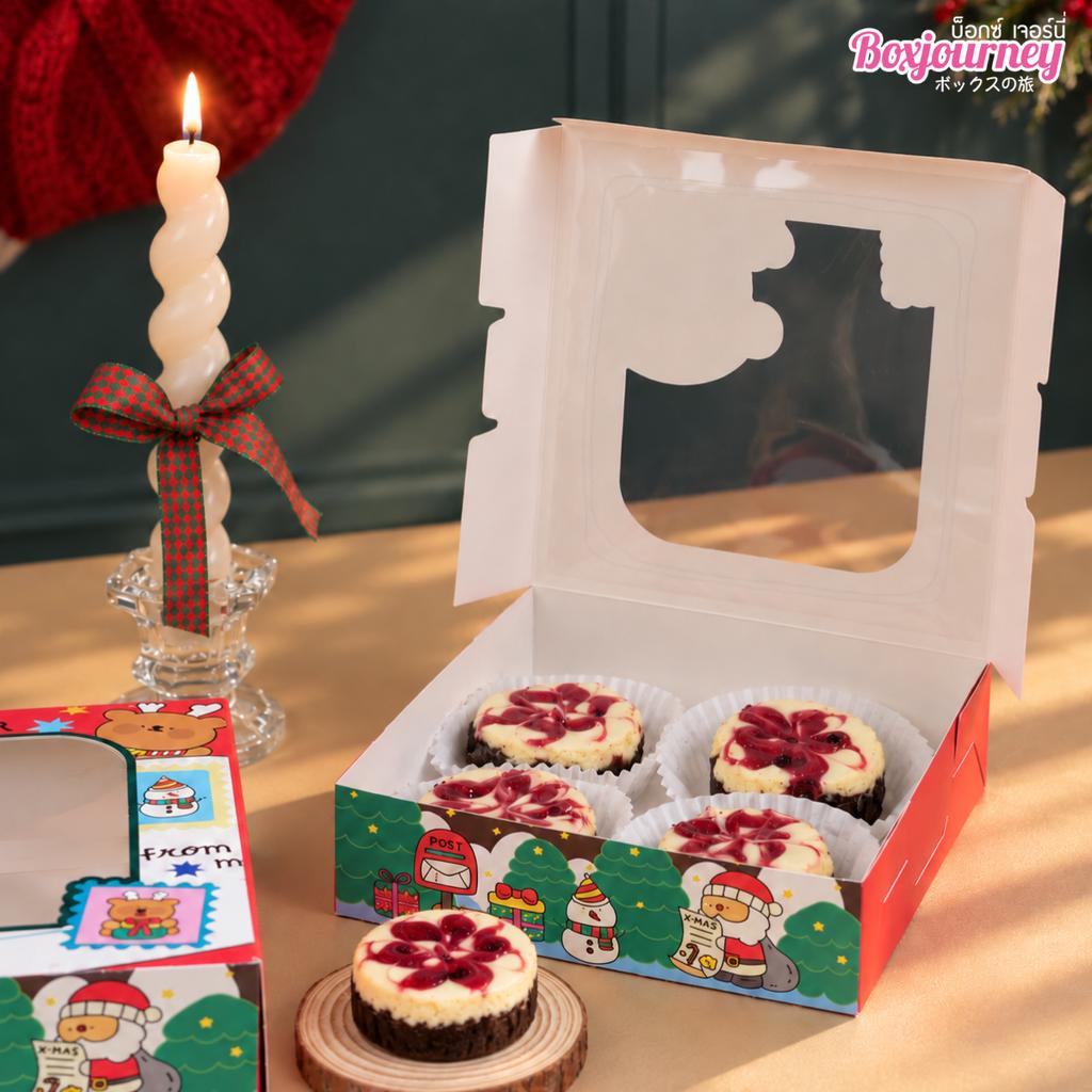 กล่องบราวนี่ ลาย Dear Santa  15x15x4 ซม.