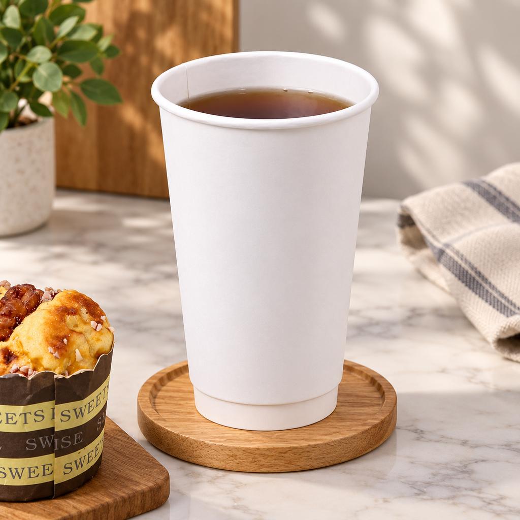 Double Wall White Paper Cup, 16 oz
