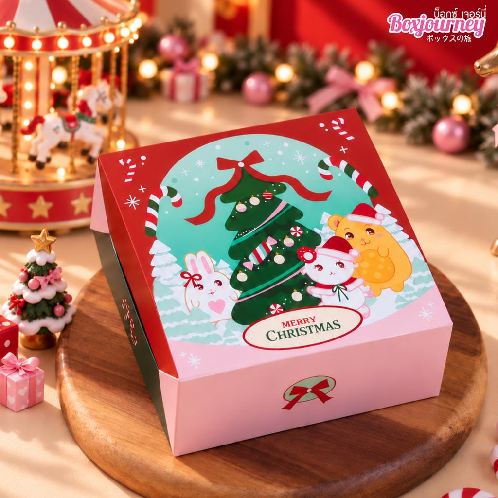 กล่องสแน็คเล็ก ลาย Nanami & Friends Christmasland 02 12.7x12.7x6.5 ซม.