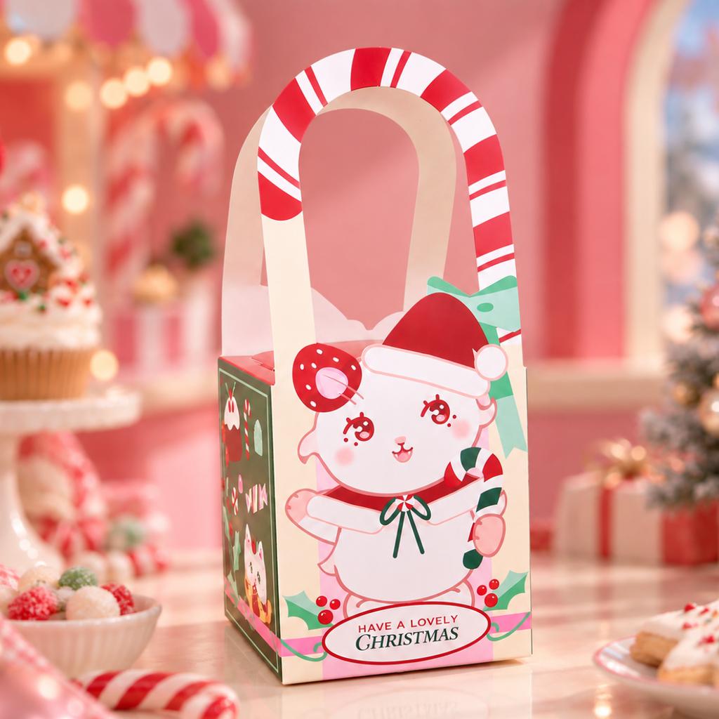 กล่องคุกกี้หูหิ้ว ลาย Nanami & Friends Christmasland 9.5 x 9.5 x 11 cm