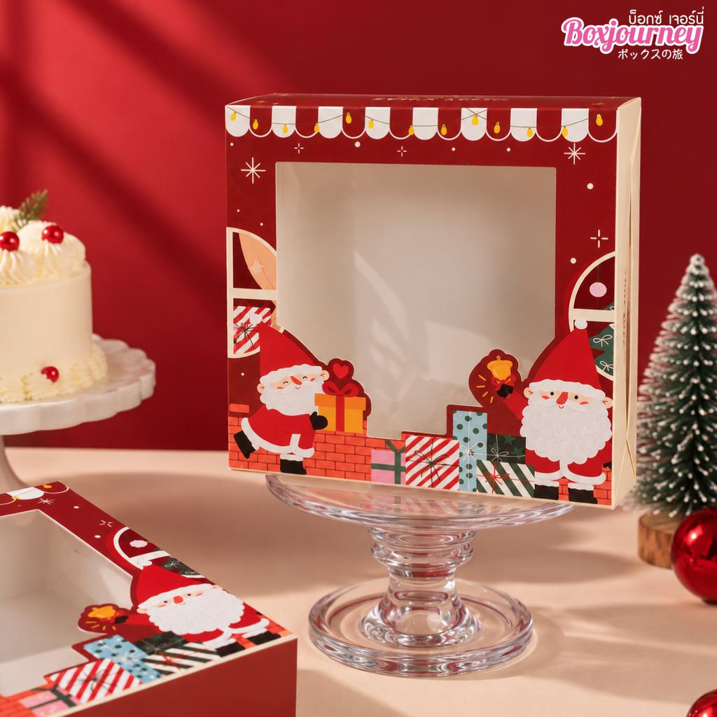 กล่องเค้ก 1 ปอนด์ทรงเตี้ย ลาย Ginger's Holiday  20.3x20.3x5.5 cm