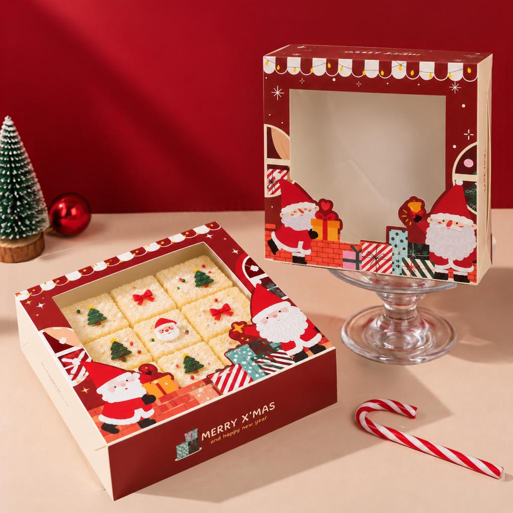 กล่องเค้ก 1 ปอนด์ทรงเตี้ย ลาย Ginger's Holiday  20.3x20.3x5.5 cm