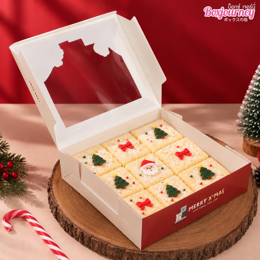 กล่องเค้ก 1 ปอนด์ทรงเตี้ย ลาย Ginger's Holiday  20.3x20.3x5.5 cm