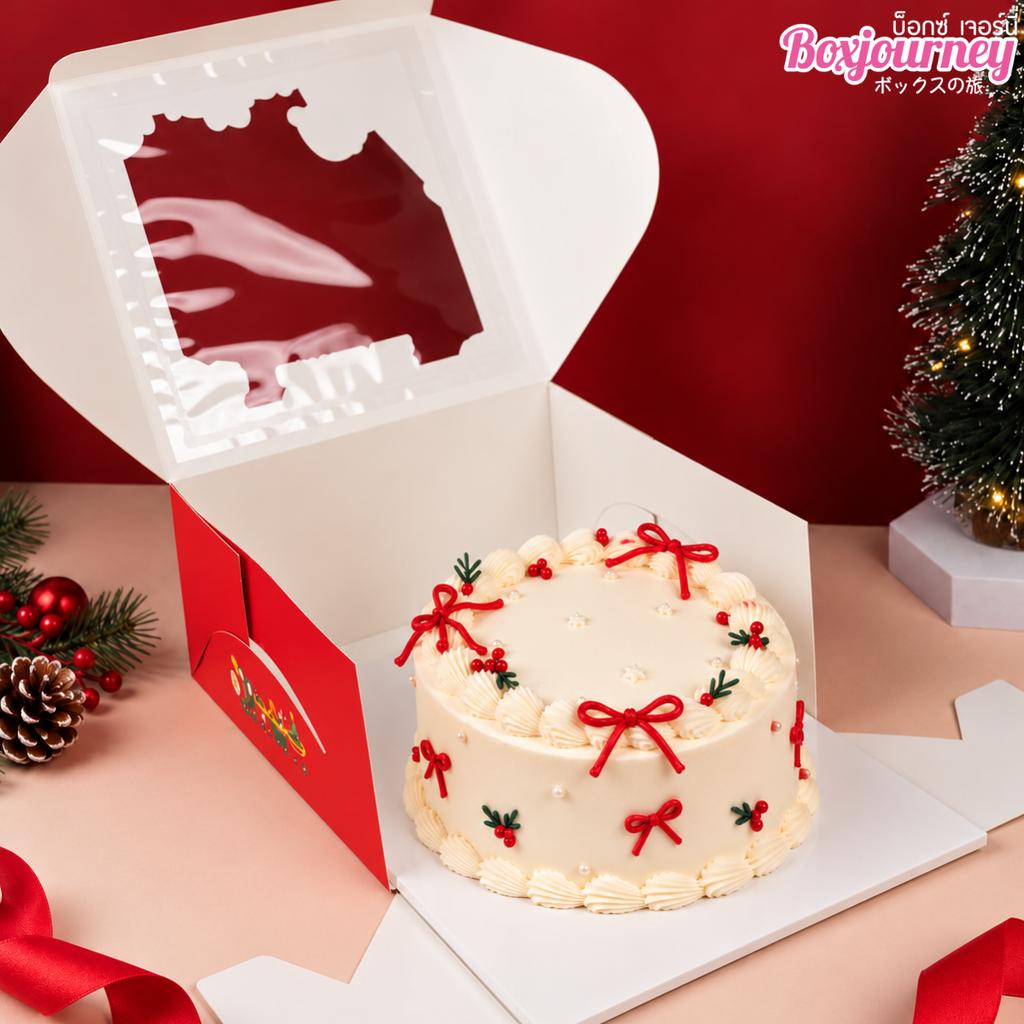 กล่องเค้ก 1 ปอนด์ ลาย Holiday Cheer 20.3x20.3x10 cm