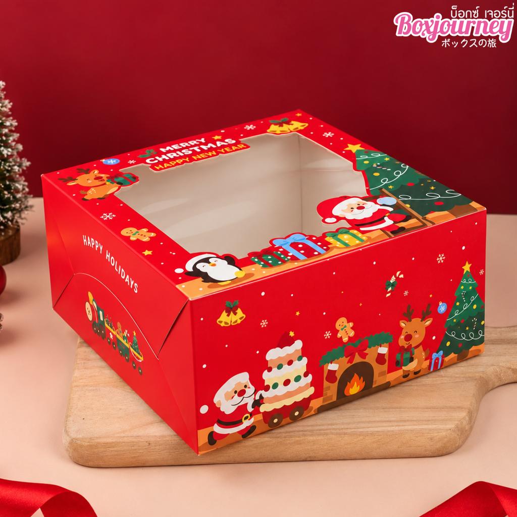 กล่องเค้ก 1 ปอนด์ ลาย Holiday Cheer 20.3x20.3x10 cm