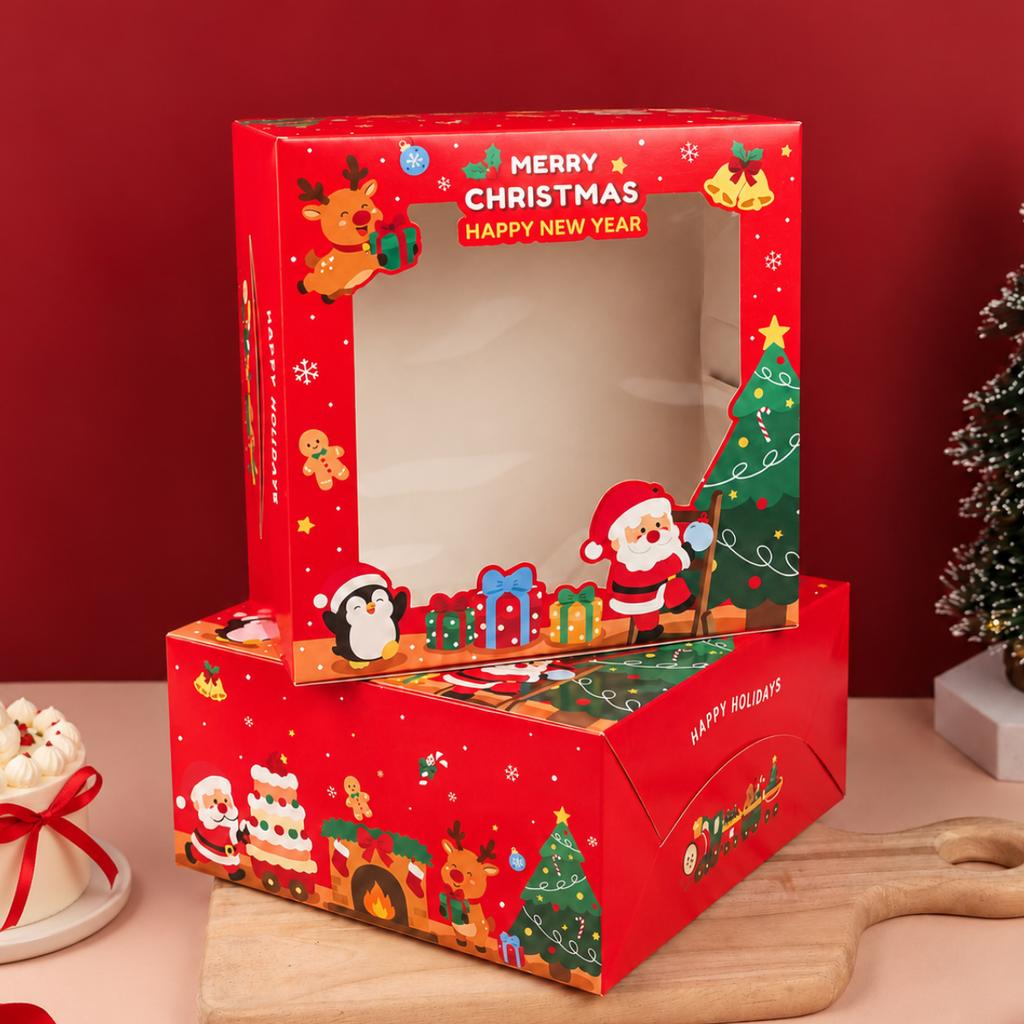 กล่องเค้ก 1 ปอนด์ ลาย Holiday Cheer 20.3x20.3x10 cm