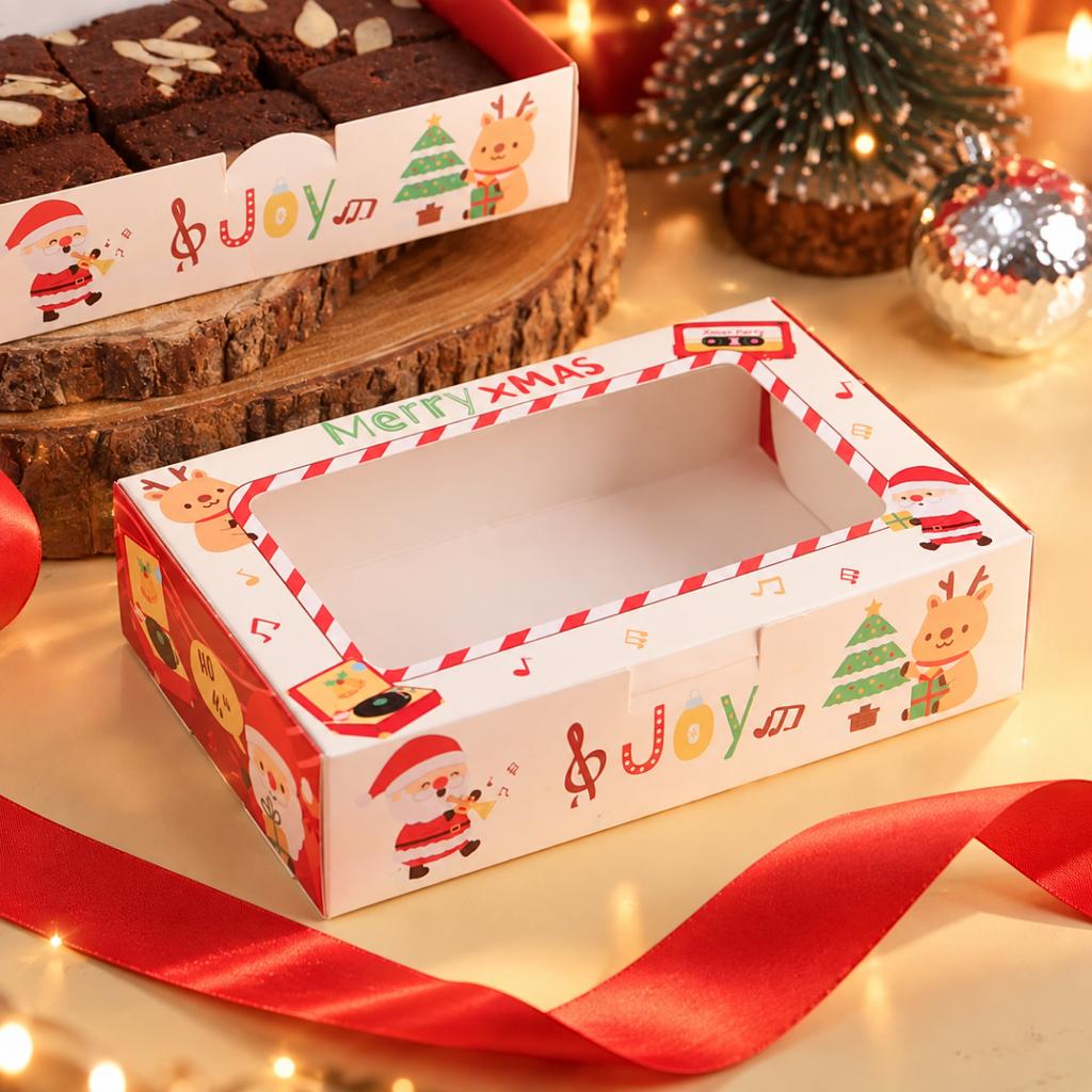 กล่องบราวนี่ ลาย Christmas Melody 10x15.5x3.8 cm
