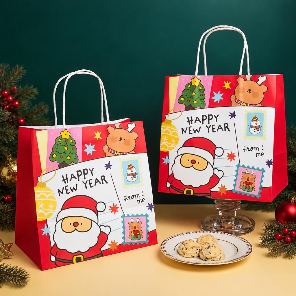 ถุงกระดาษหูเกลียว พิมพ์ลาย Dear Santa 23x15x23 cm