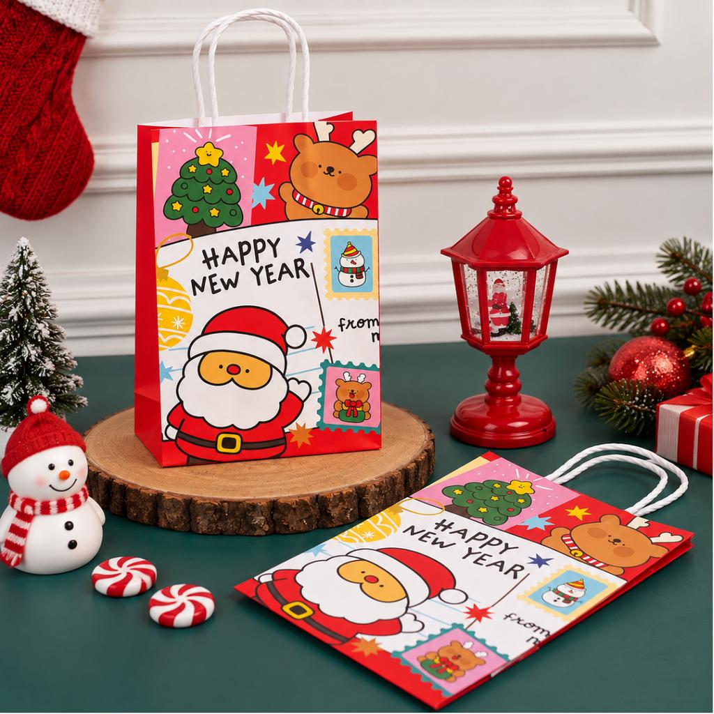 ถุงกระดาษหูเกลียว พิมพ์ลาย ลาย Dear Santa 15x8x21 cm