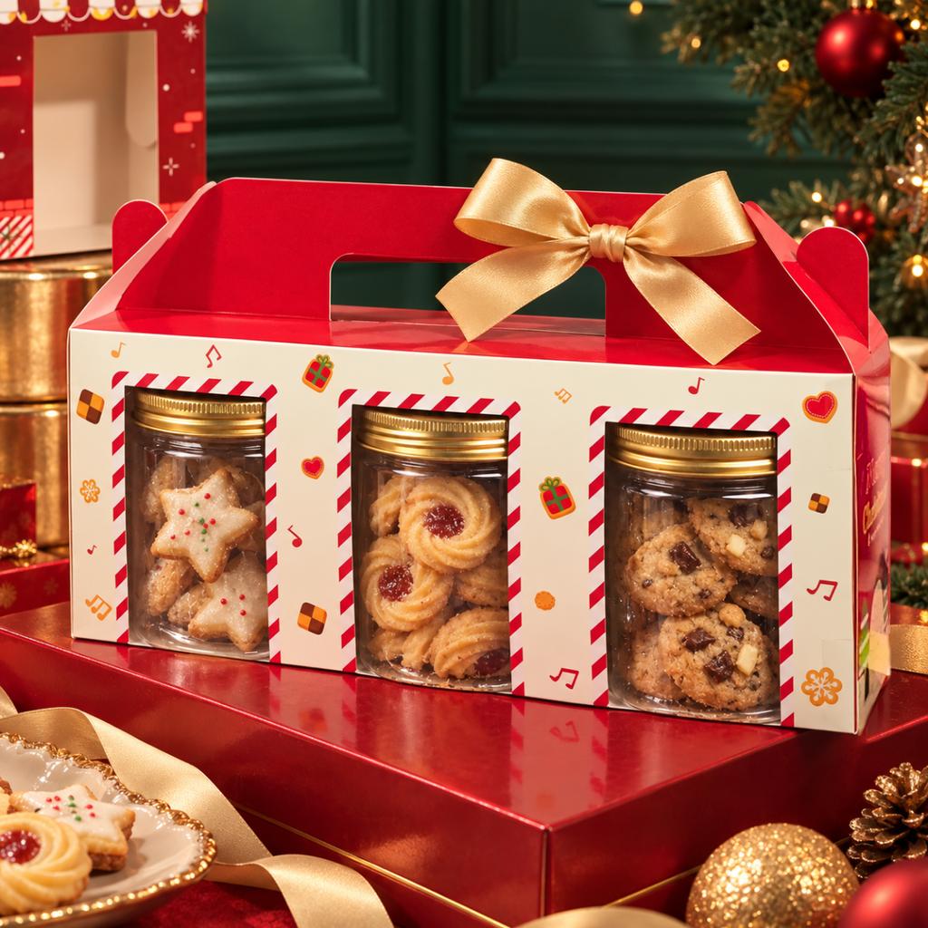 กล่องคุกกี้หูหิ้ว ลาย Santa’s Gift 7.3x30x12.5 cm