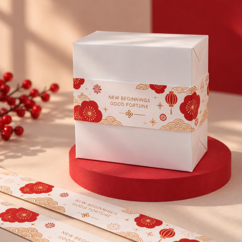สายคาดกล่อง ลาย New Beginning ขนาด 3.5x42 ซม.