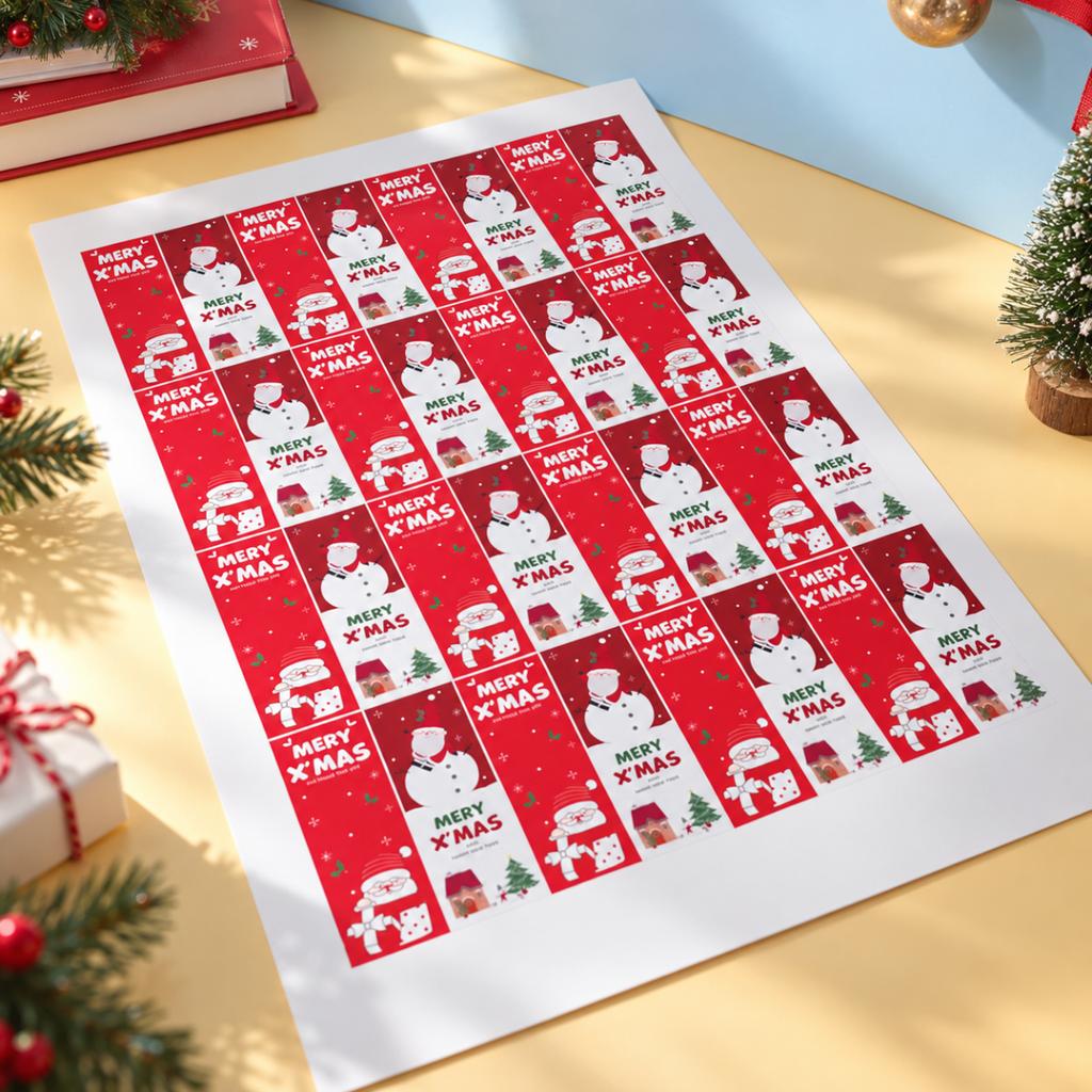 สติกเกอร์สายคาด ลาย Merry X'mas 01 3.5x10 ซม. (32 ดวง)