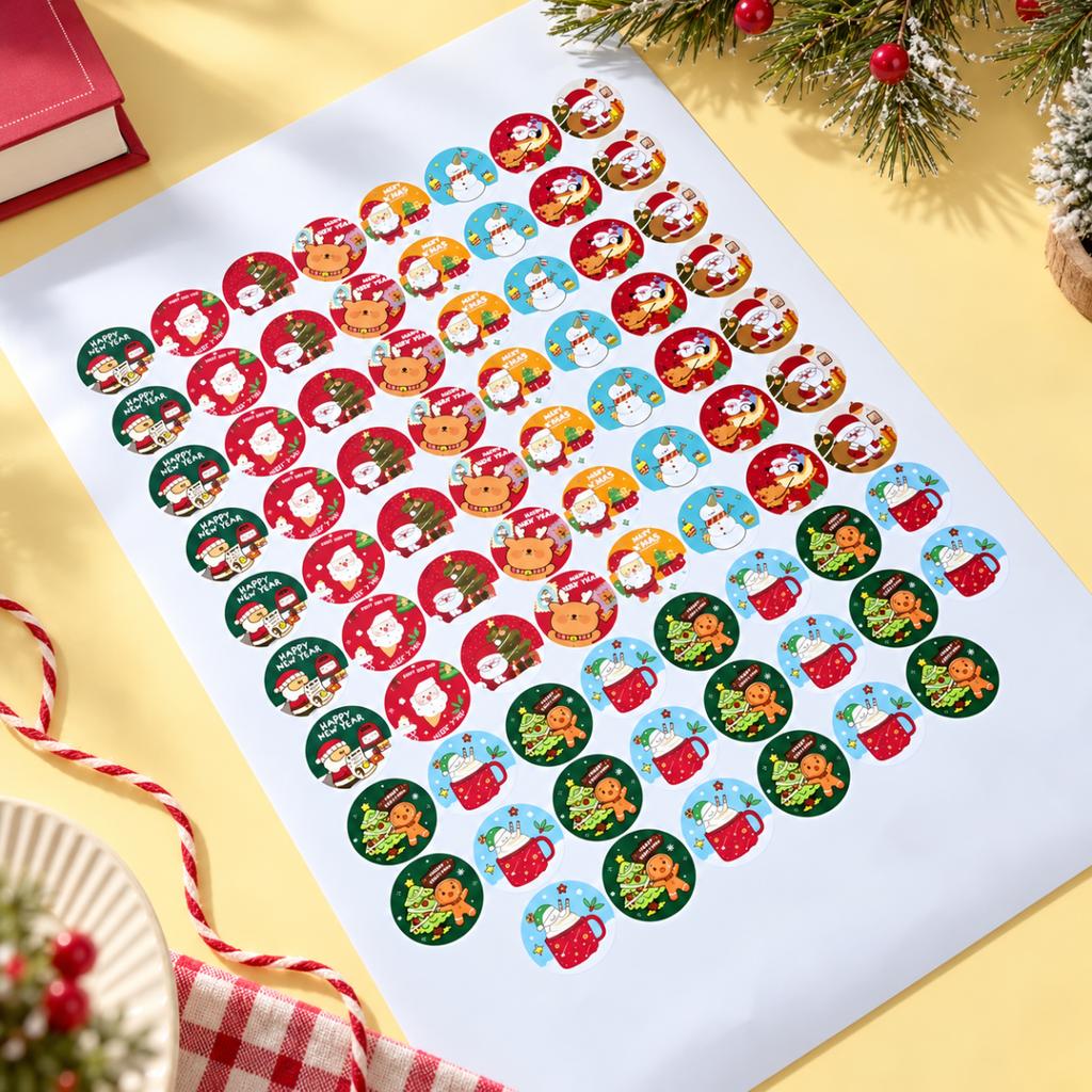 สติกเกอร์วงกลม Merry X'mas 03 3.5x3.5 ซม. (78 ดวง)